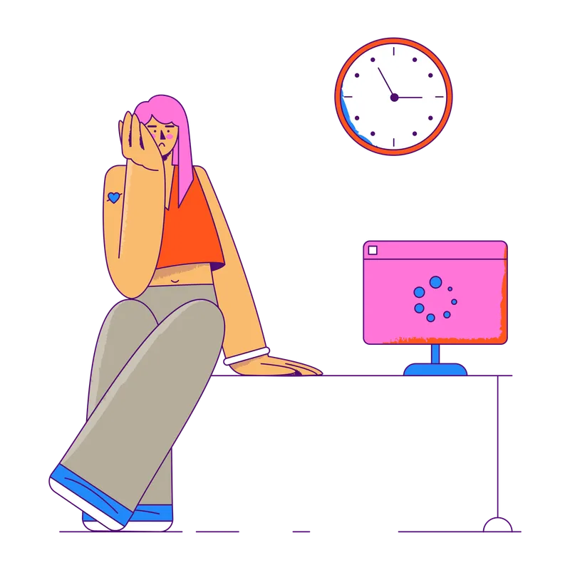 Young woman waiting for a website to be loaded